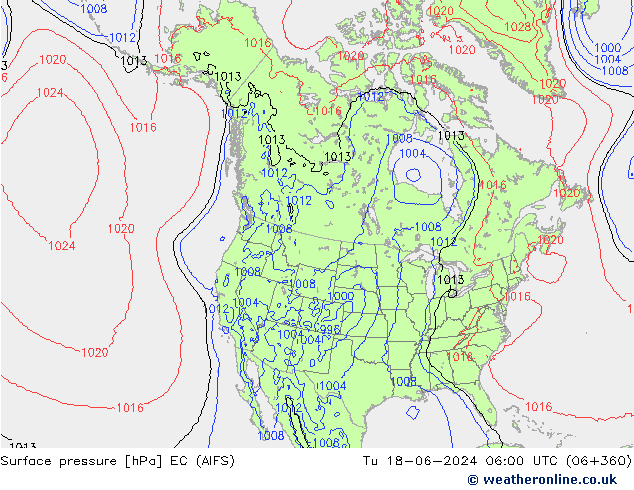 Surface pressure EC (AIFS) Tu 18.06.2024 06 UTC