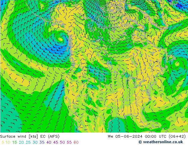 Surface wind EC (AIFS) We 05.06.2024 00 UTC