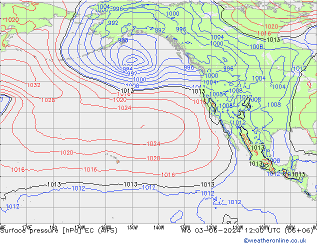 Surface pressure EC (AIFS) Mo 03.06.2024 12 UTC