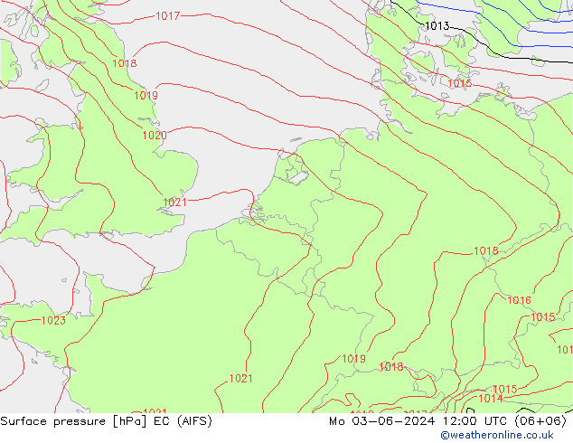 Pressione al suolo EC (AIFS) lun 03.06.2024 12 UTC