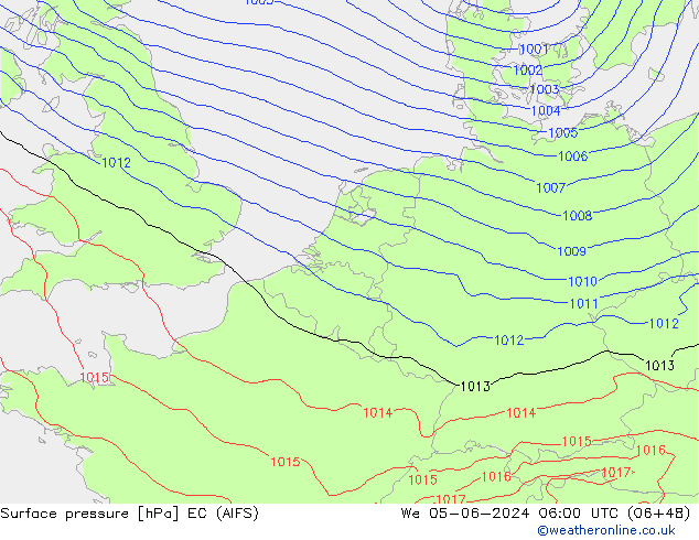 Surface pressure EC (AIFS) We 05.06.2024 06 UTC