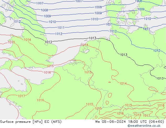 Yer basıncı EC (AIFS) Çar 05.06.2024 18 UTC