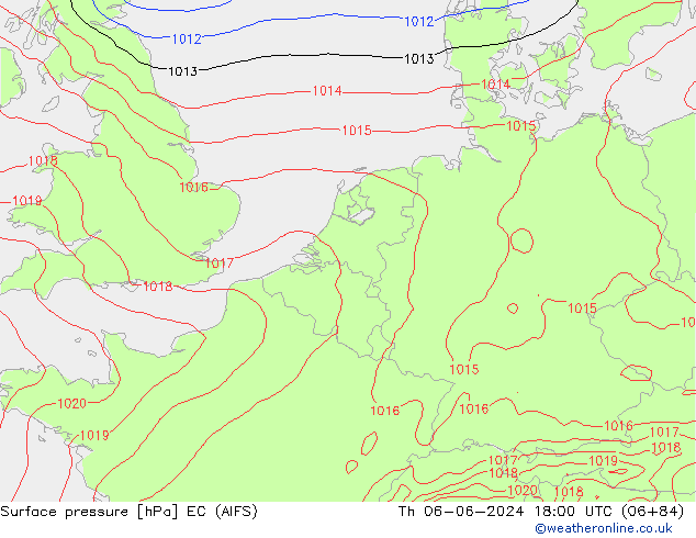 Luchtdruk (Grond) EC (AIFS) do 06.06.2024 18 UTC