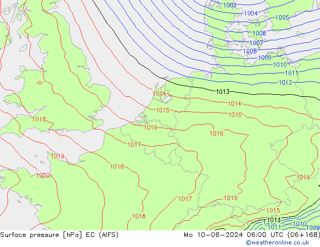 приземное давление EC (AIFS) пн 10.06.2024 06 UTC