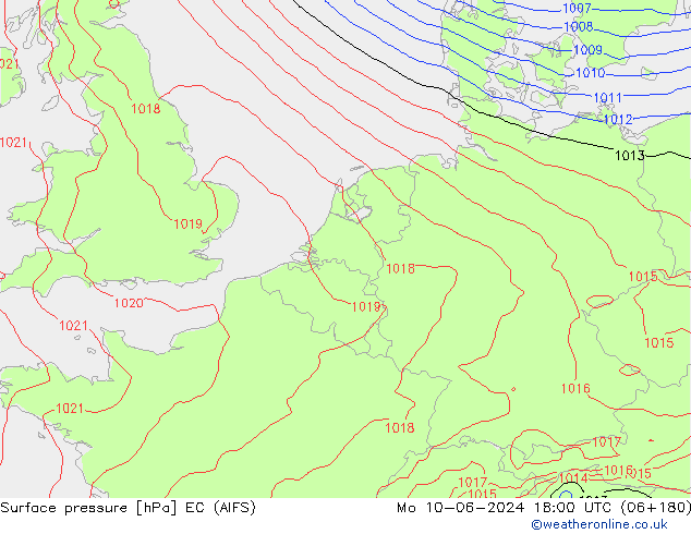 pression de l'air EC (AIFS) lun 10.06.2024 18 UTC