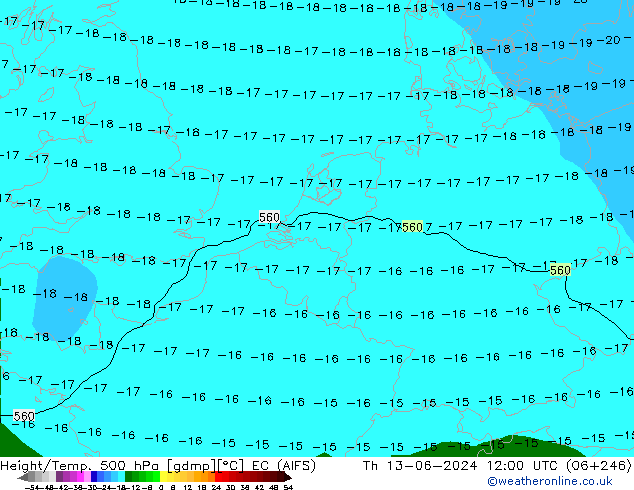 Height/Temp. 500 hPa EC (AIFS)  13.06.2024 12 UTC