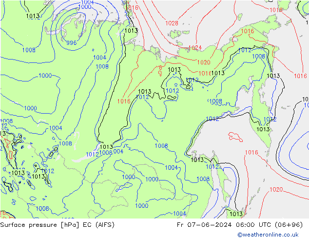 Luchtdruk (Grond) EC (AIFS) vr 07.06.2024 06 UTC