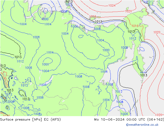 приземное давление EC (AIFS) пн 10.06.2024 00 UTC