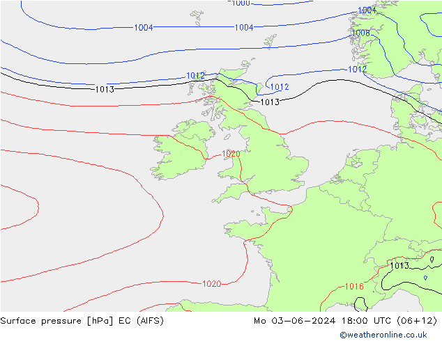 ciśnienie EC (AIFS) pon. 03.06.2024 18 UTC