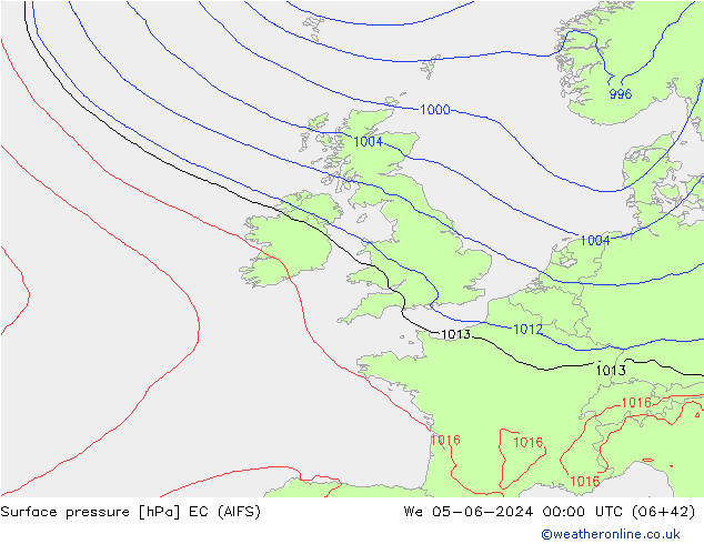 ciśnienie EC (AIFS) śro. 05.06.2024 00 UTC