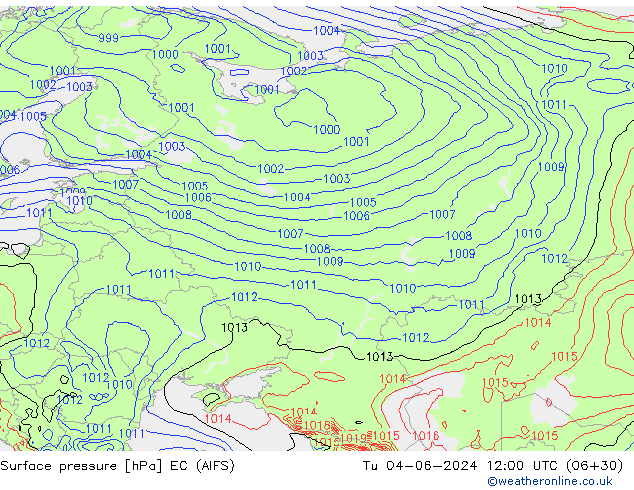 Atmosférický tlak EC (AIFS) Út 04.06.2024 12 UTC