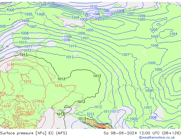 ciśnienie EC (AIFS) so. 08.06.2024 12 UTC