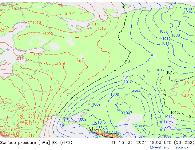 Surface pressure EC (AIFS) Th 13.06.2024 18 UTC