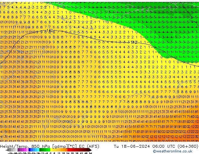 Height/Temp. 850 hPa EC (AIFS) mar 18.06.2024 06 UTC