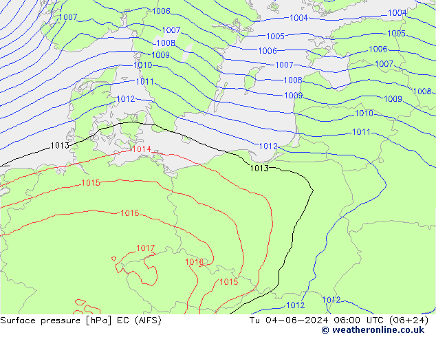 приземное давление EC (AIFS) вт 04.06.2024 06 UTC