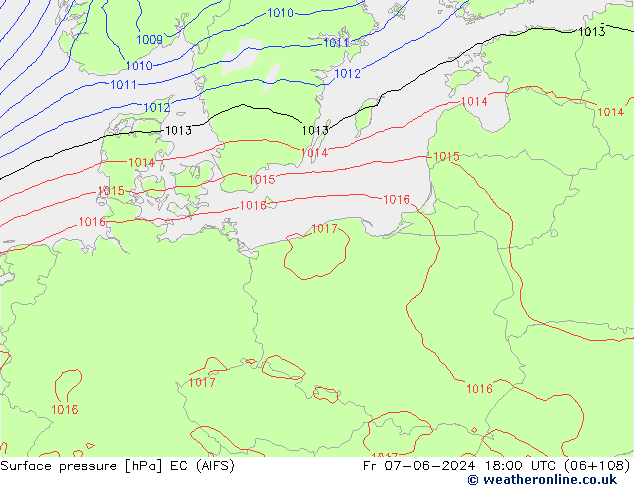 Luchtdruk (Grond) EC (AIFS) vr 07.06.2024 18 UTC