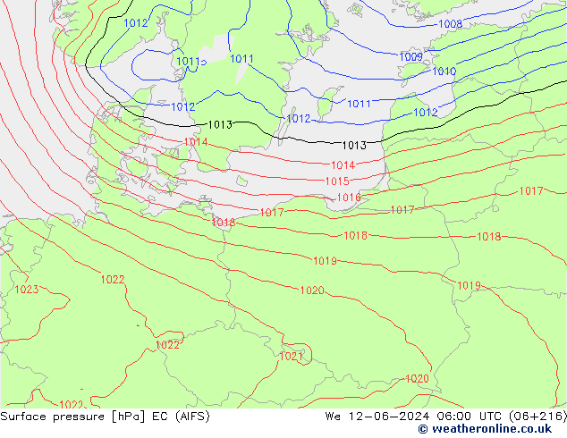 Surface pressure EC (AIFS) We 12.06.2024 06 UTC