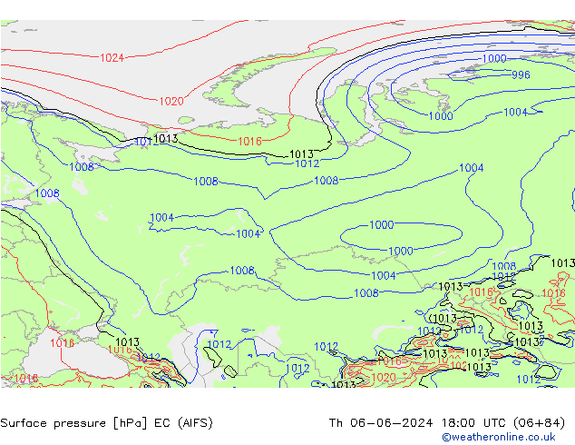 Presión superficial EC (AIFS) jue 06.06.2024 18 UTC