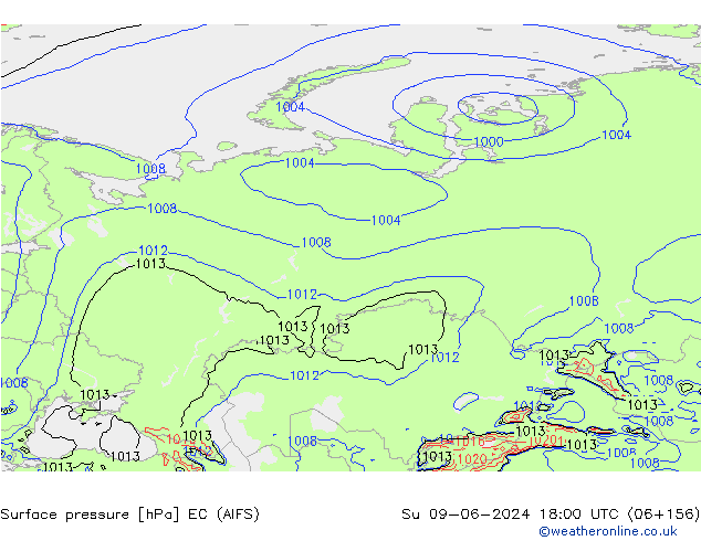 Bodendruck EC (AIFS) So 09.06.2024 18 UTC