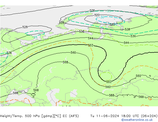 Height/Temp. 500 hPa EC (AIFS)  11.06.2024 18 UTC