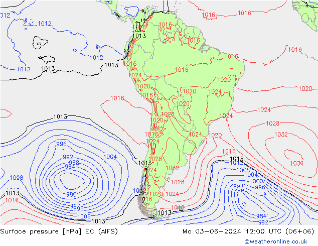 Surface pressure EC (AIFS) Mo 03.06.2024 12 UTC