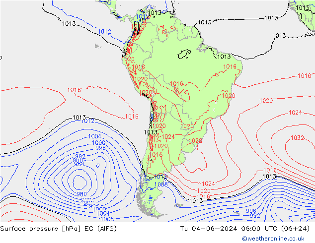 pression de l'air EC (AIFS) mar 04.06.2024 06 UTC