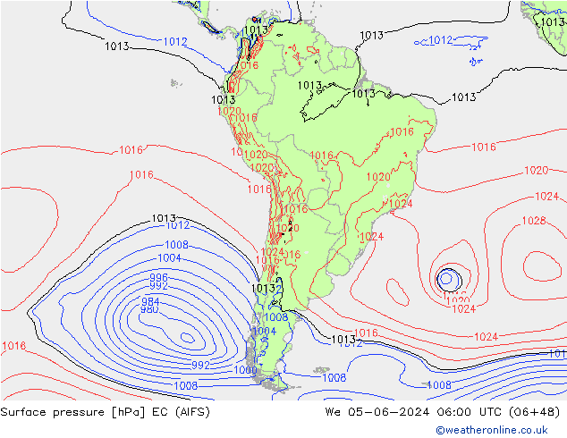 Presión superficial EC (AIFS) mié 05.06.2024 06 UTC