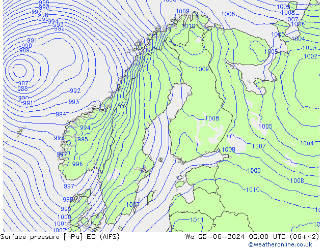 Atmosférický tlak EC (AIFS) St 05.06.2024 00 UTC