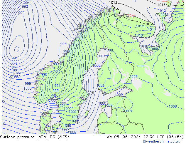 Surface pressure EC (AIFS) We 05.06.2024 12 UTC