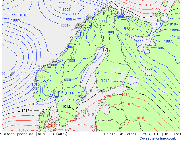 Surface pressure EC (AIFS) Fr 07.06.2024 12 UTC