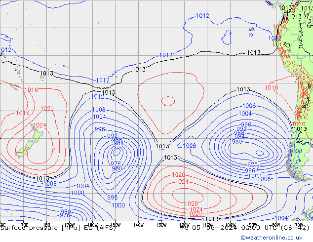 Atmosférický tlak EC (AIFS) St 05.06.2024 00 UTC