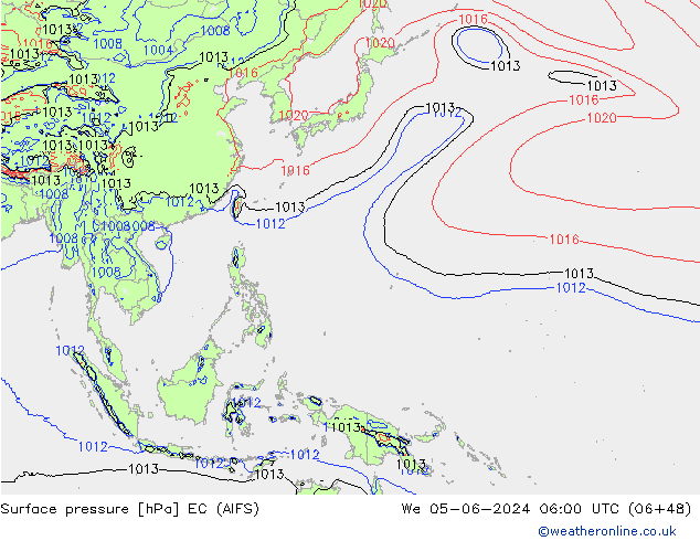 Pressione al suolo EC (AIFS) mer 05.06.2024 06 UTC