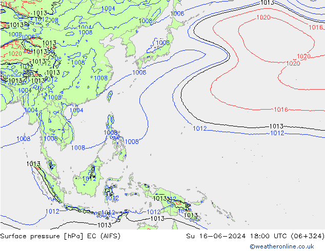 Yer basıncı EC (AIFS) Paz 16.06.2024 18 UTC