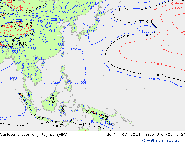 Surface pressure EC (AIFS) Mo 17.06.2024 18 UTC