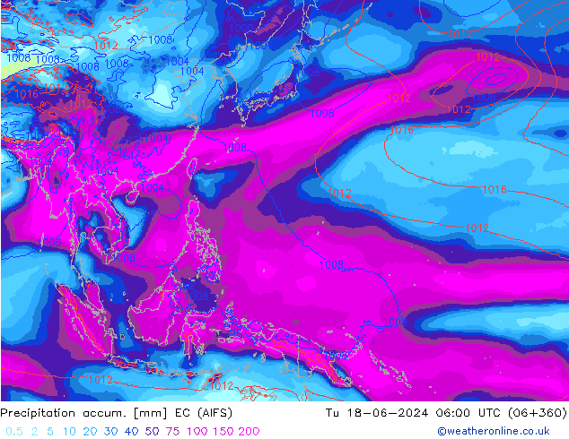 Totale neerslag EC (AIFS) di 18.06.2024 06 UTC