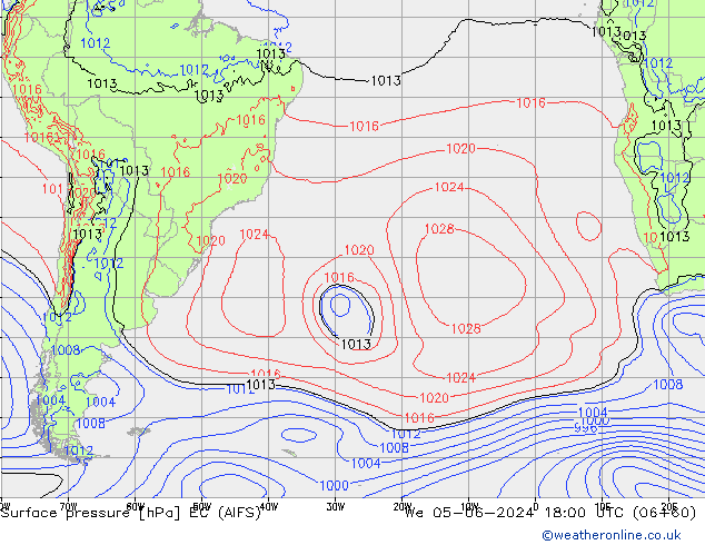 pressão do solo EC (AIFS) Qua 05.06.2024 18 UTC