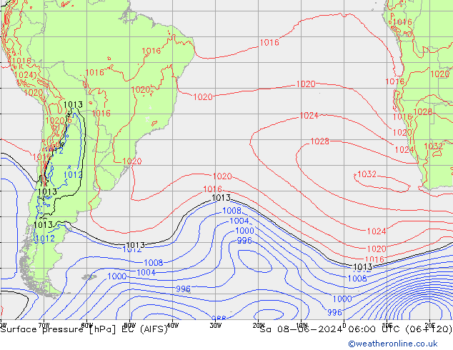 приземное давление EC (AIFS) сб 08.06.2024 06 UTC