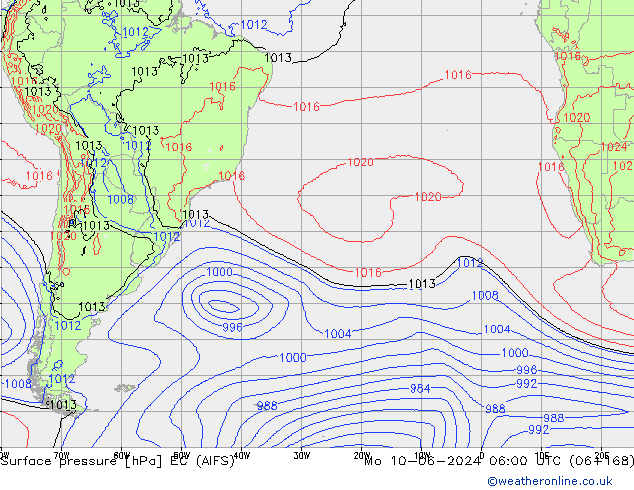 Surface pressure EC (AIFS) Mo 10.06.2024 06 UTC
