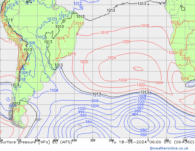 Atmosférický tlak EC (AIFS) Út 18.06.2024 06 UTC