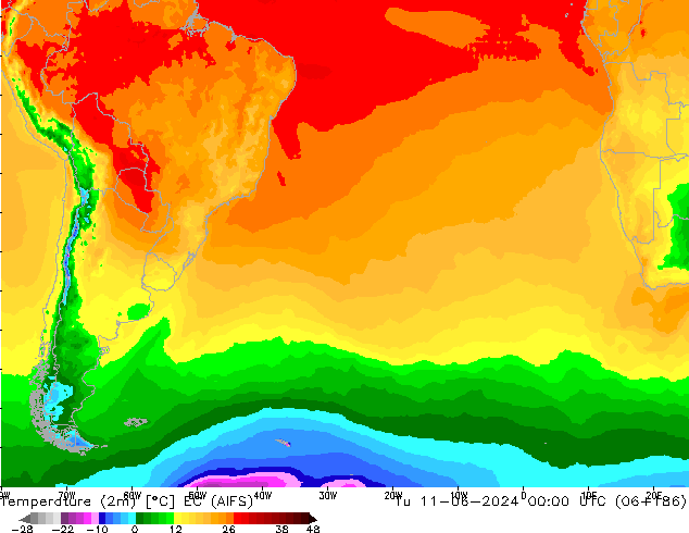 Sıcaklık Haritası (2m) EC (AIFS) Sa 11.06.2024 00 UTC