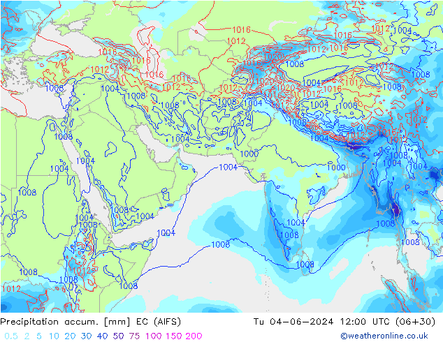 Totale neerslag EC (AIFS) di 04.06.2024 12 UTC