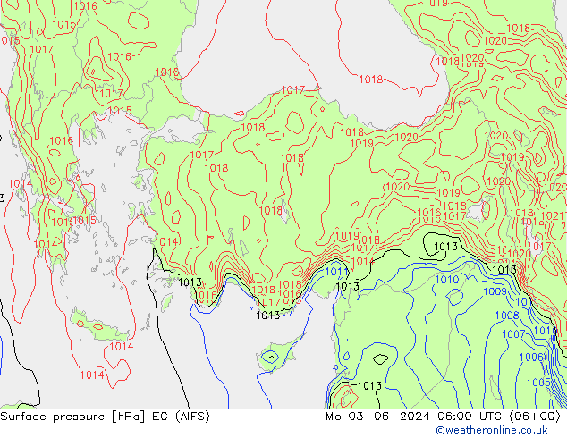 Pressione al suolo EC (AIFS) lun 03.06.2024 06 UTC