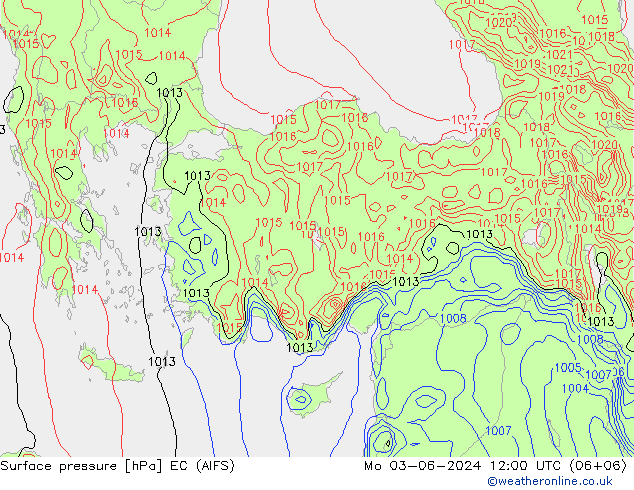 Atmosférický tlak EC (AIFS) Po 03.06.2024 12 UTC