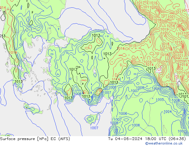 Surface pressure EC (AIFS) Tu 04.06.2024 18 UTC