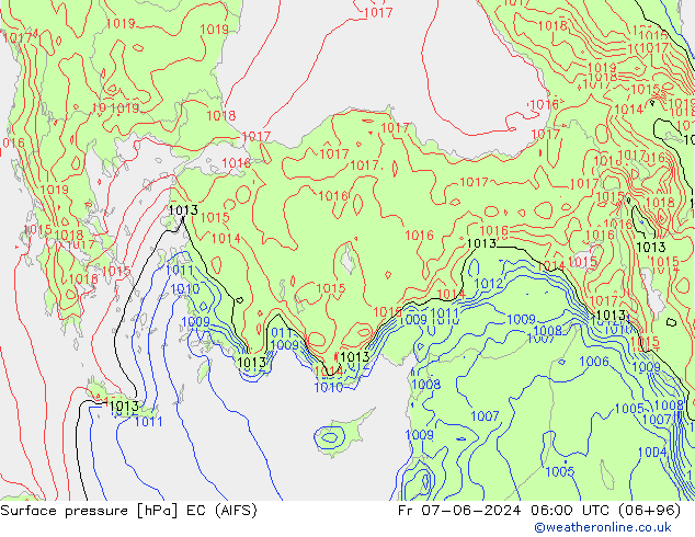 ciśnienie EC (AIFS) pt. 07.06.2024 06 UTC