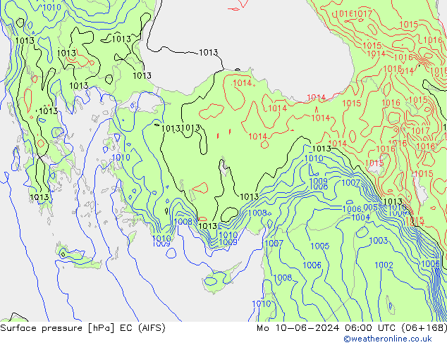 Surface pressure EC (AIFS) Mo 10.06.2024 06 UTC