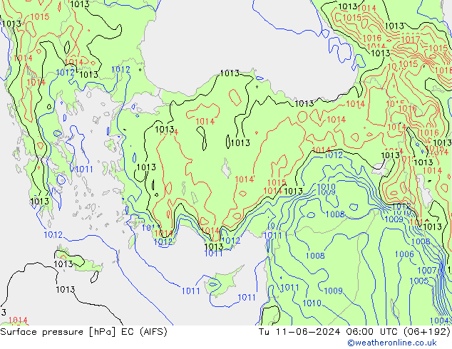 Pressione al suolo EC (AIFS) mar 11.06.2024 06 UTC