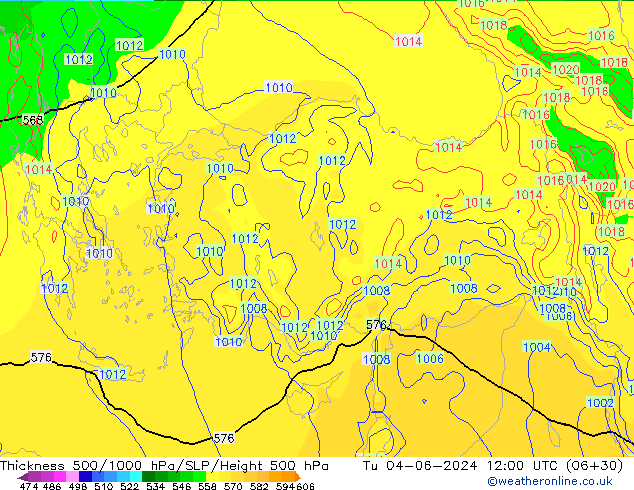 Thck 500-1000hPa EC (AIFS) Ter 04.06.2024 12 UTC