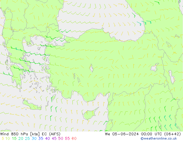 Vento 850 hPa EC (AIFS) Qua 05.06.2024 00 UTC