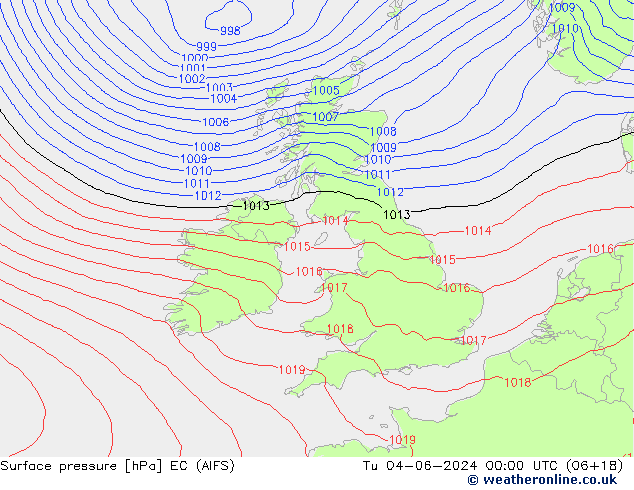 Atmosférický tlak EC (AIFS) Út 04.06.2024 00 UTC